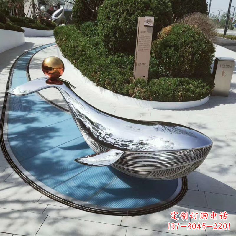 广西园林不锈钢海豚景观摆件