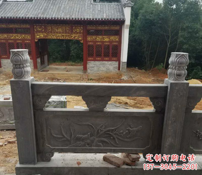 广西园林仿古兰花石浮雕栏板景观石雕