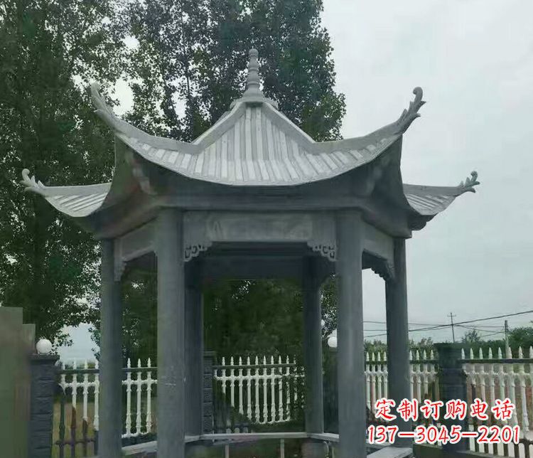 广西园林仿古石凉亭景观石雕 (2)