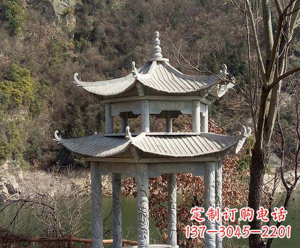 广西园林仿古双层石雕凉亭