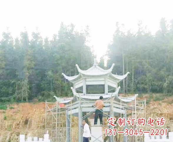 广西园林仿古双层石凉亭景观石雕 (2)