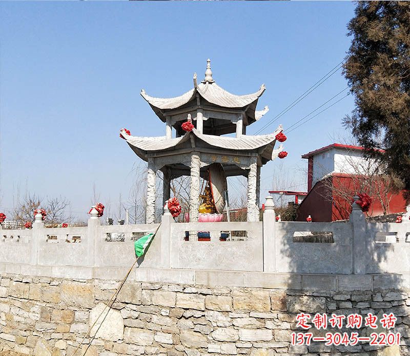 广西园林仿古双层石凉亭景观石雕 (3)