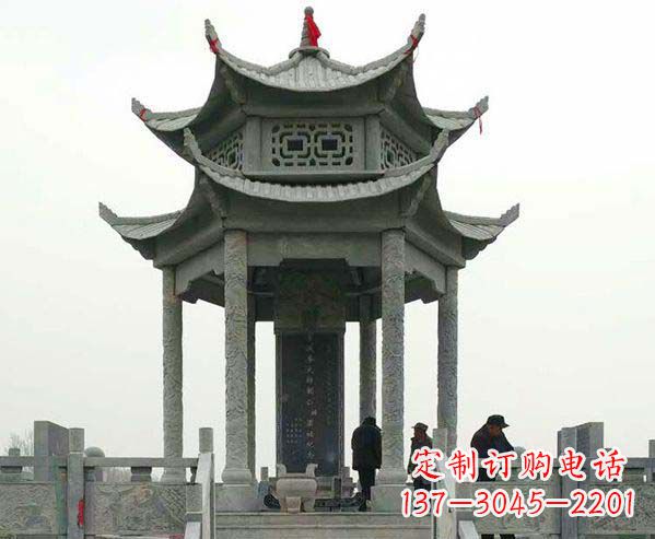 广西园林仿古双层石凉亭景观石雕