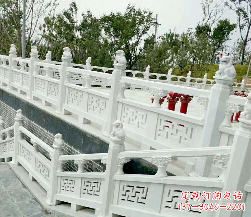 广西园林汉白玉栏板景观石雕 (2)