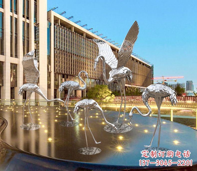 广西园林火烈鸟不锈钢雕塑