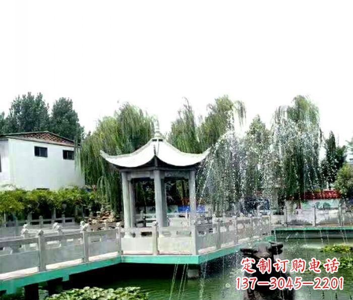 广西园林景观单层六角石雕凉亭