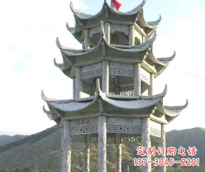 广西园林景观多层凉亭石雕 (3)
