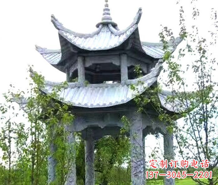 广西园林景观仿古六角石凉亭