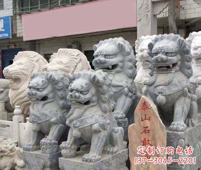 广西园林景观仿古狮子石雕