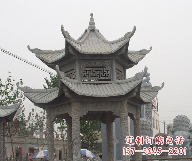 广西园林景观仿古石雕凉亭 (2)