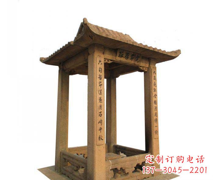 广西园林景观四角石雕凉亭