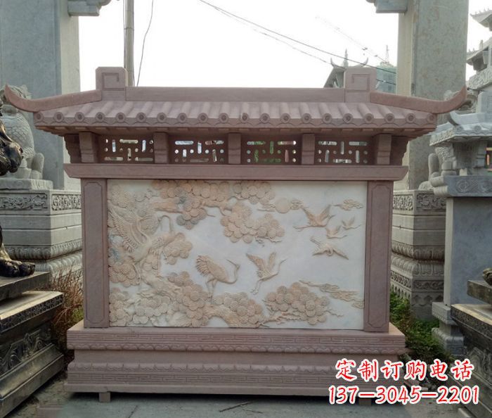 广西园林景观松鹤石浮雕影壁