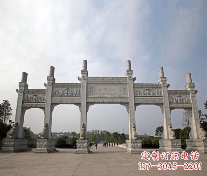 广西园林景观五门石雕牌坊