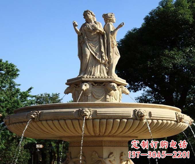 广西园林景观西方人物喷泉石雕