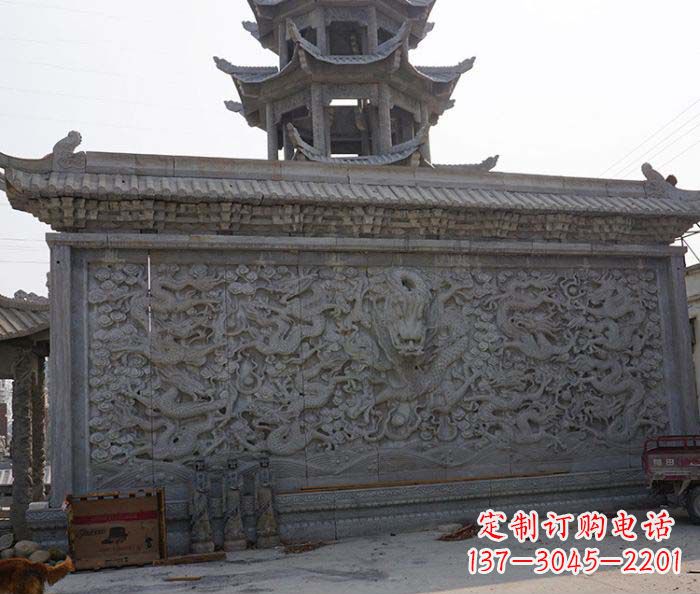 广西园林九龙壁石雕影壁