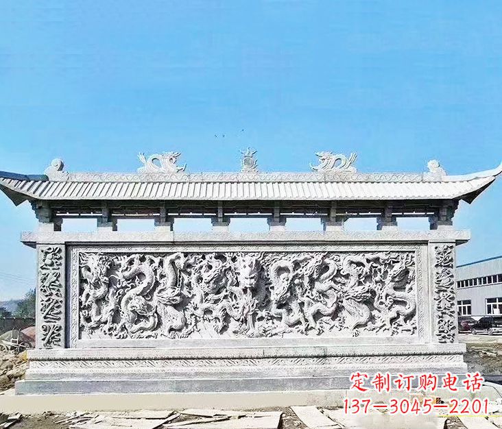 广西园林龙浮雕影壁墙景观石雕