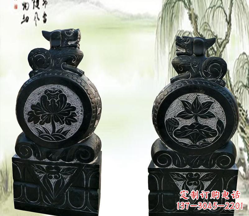 广西园林貔貅门墩石雕