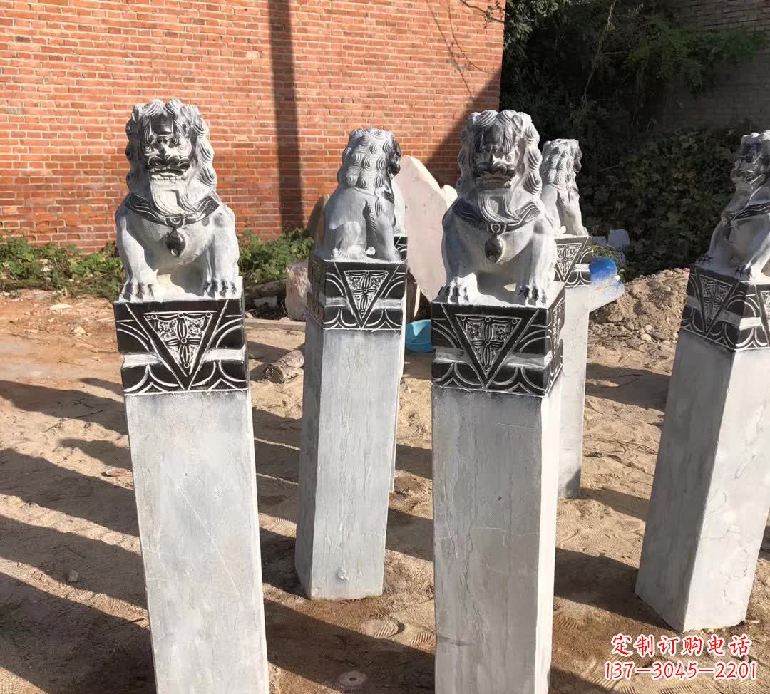 广西园林石雕狮子拴马桩