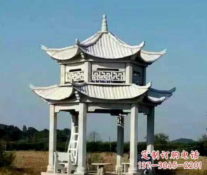 广西园林双层石雕凉亭 (2)