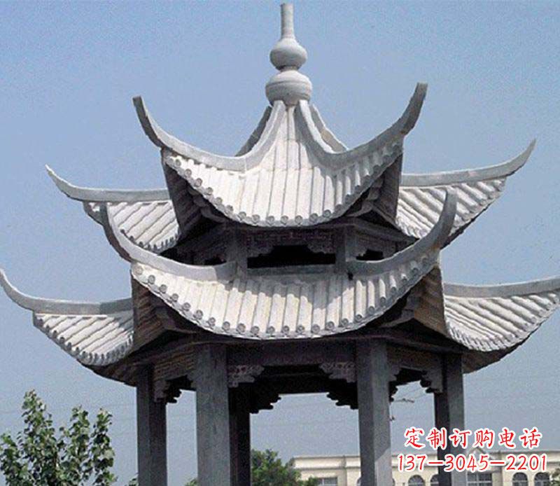 广西园林双层石凉亭景观石雕
