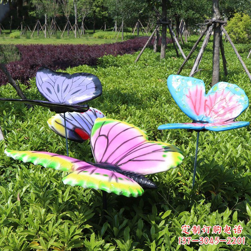 广西展翅的蝴蝶,公园草丛仿真动物装饰雕塑
