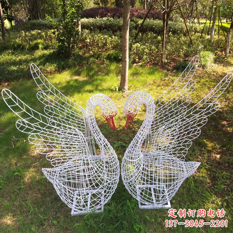 广西展翅天鹅公园绿地铁艺动物摆件