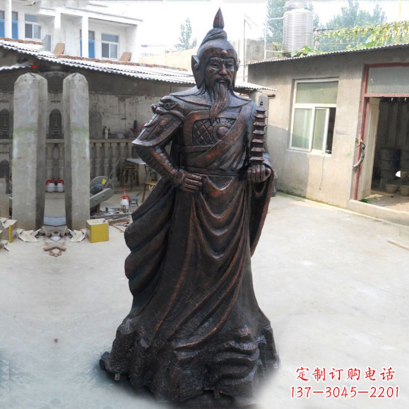 广西战神托塔天王李靖铸铜雕塑
