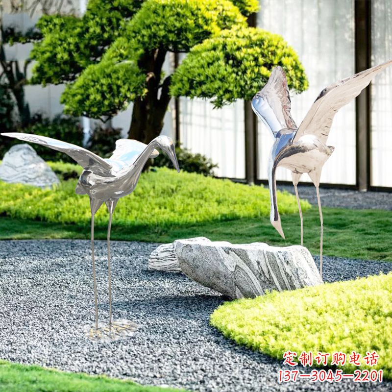 广西长春不锈钢动物鹤雕塑