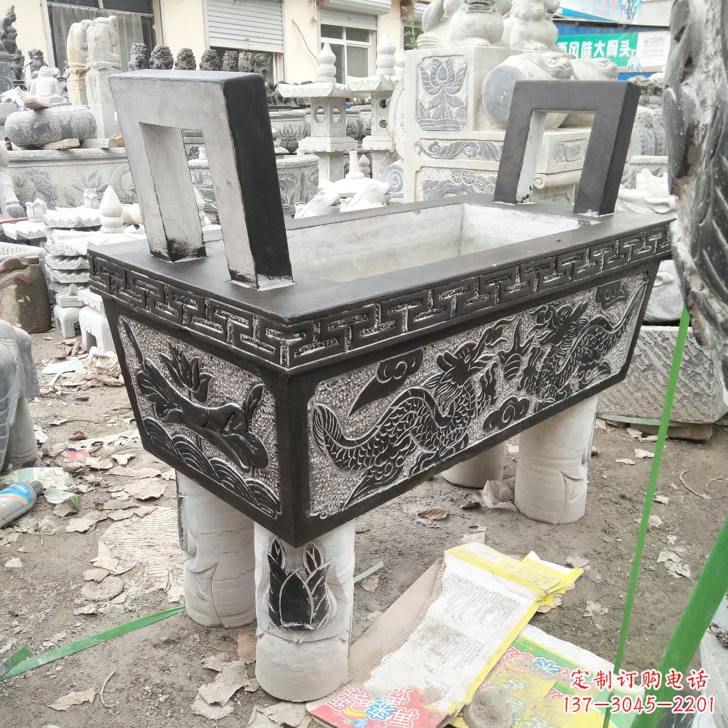 广西长方形石雕香炉