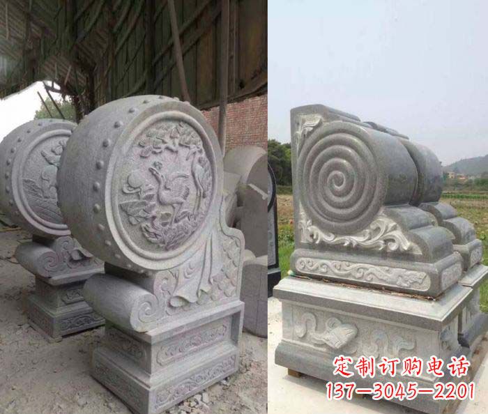 广西招财抱鼓石大理石门墩