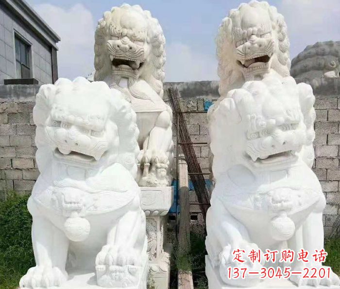 广西招财动物汉白玉狮子石雕