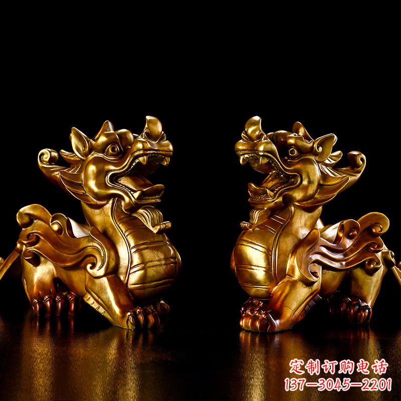 广西招财黄铜貔貅雕塑摆件