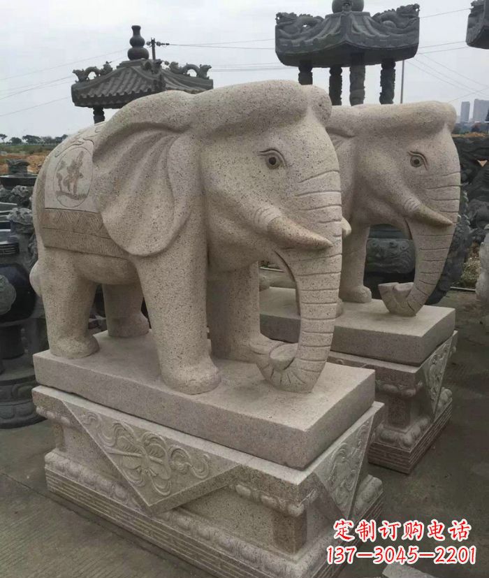 广西招财进宝大理石大象石雕