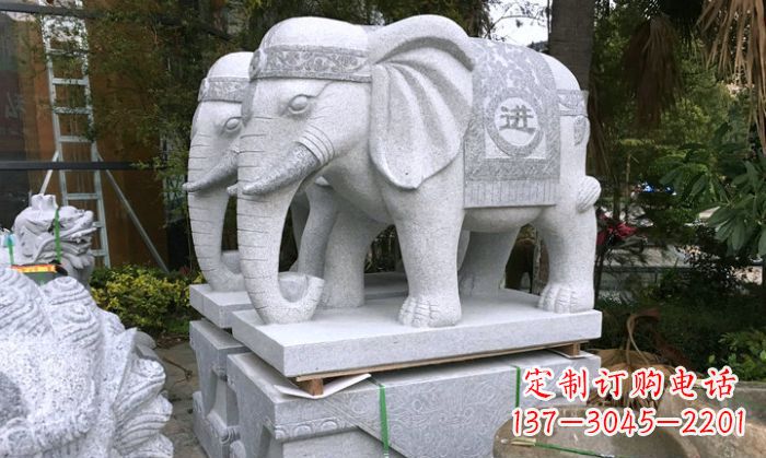 广西招财进宝大理石门口大象雕塑