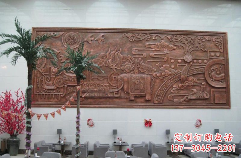 广西招财进宝大象铜浮雕