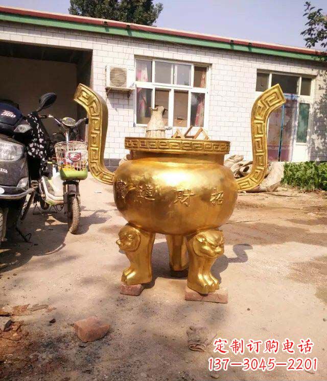 广西招财进宝香炉寺庙铜雕