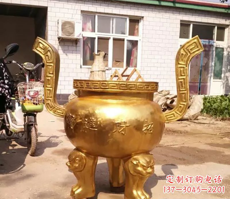 广西招财进宝香炉铜雕