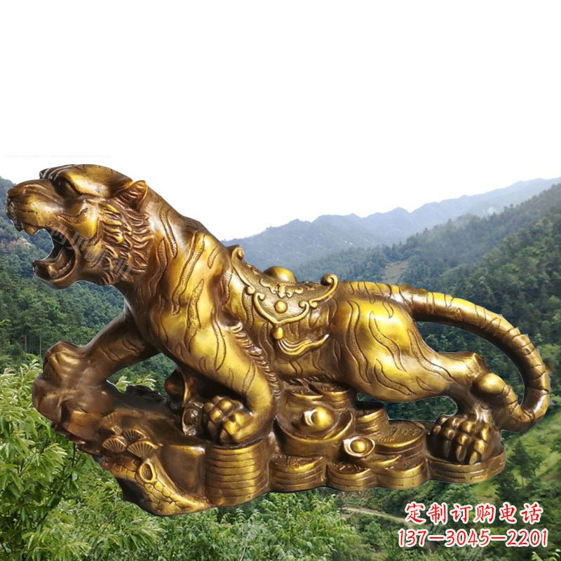 广西招财老虎漆金12生肖动物雕塑