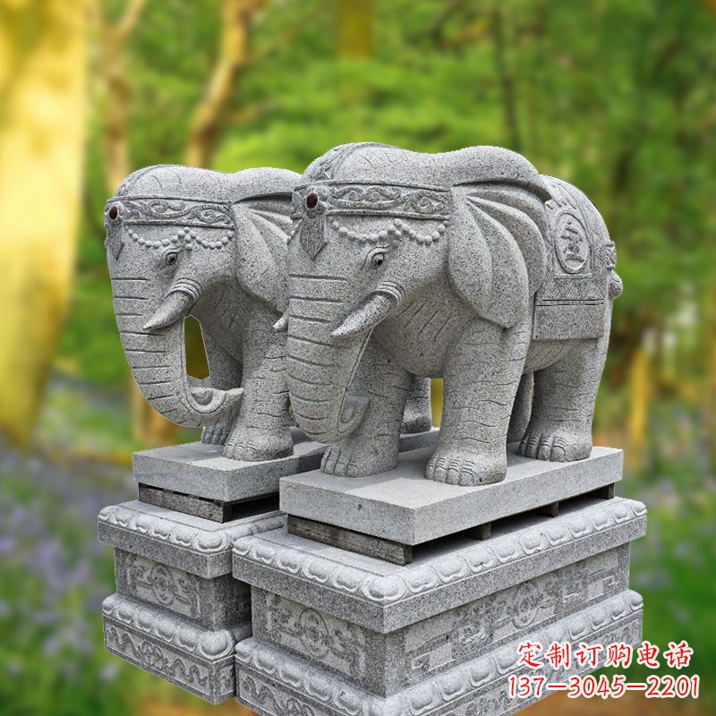 广西招财纳福石雕大象