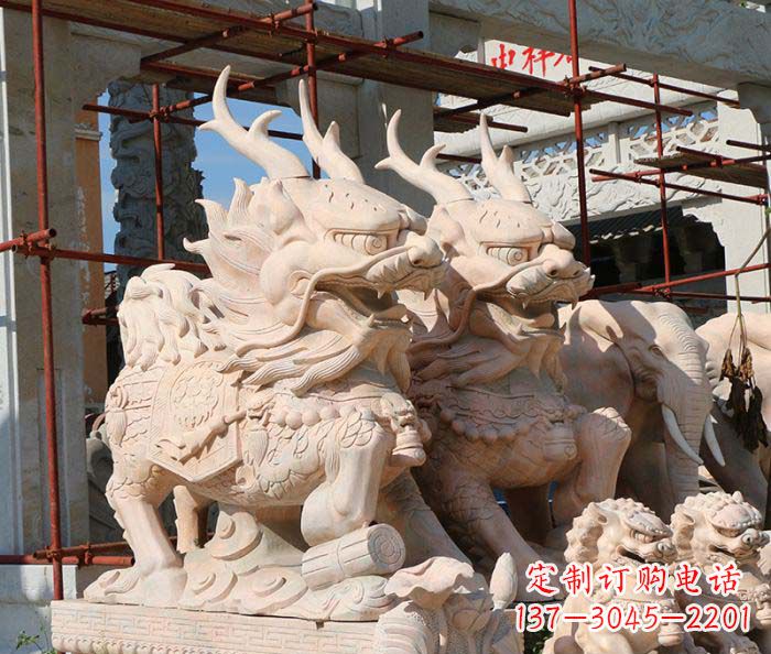 广西招财瑞兽麒麟石雕