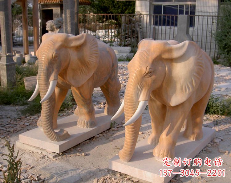 广西招财石雕大象