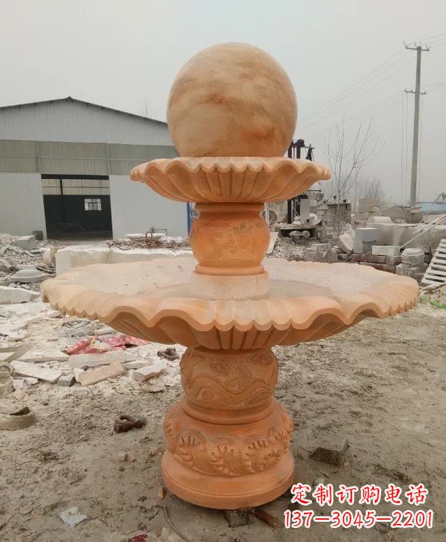 广西招财双层风水球石雕