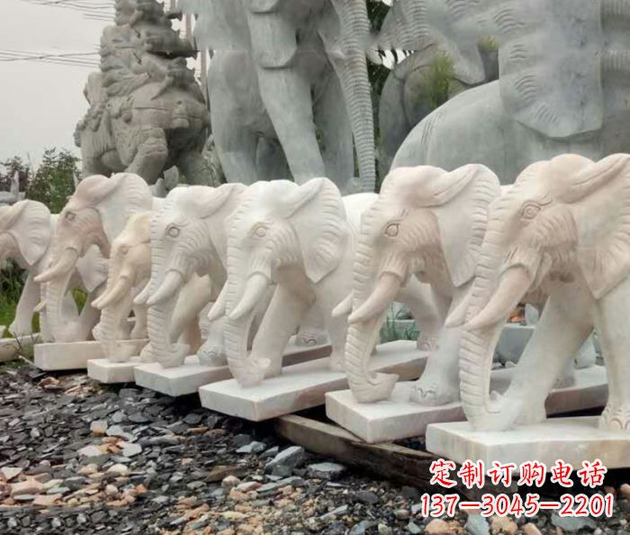 广西招财晚霞红大象石雕 (3)