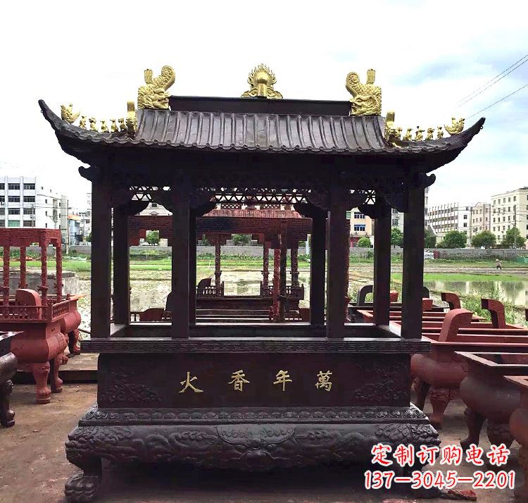广西招财香炉铜雕