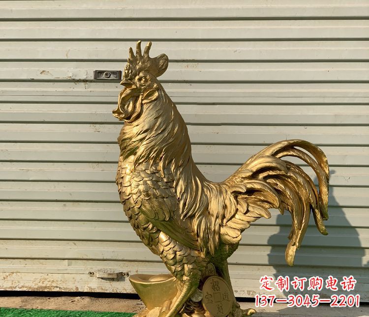 广西招财元宝公鸡铜雕