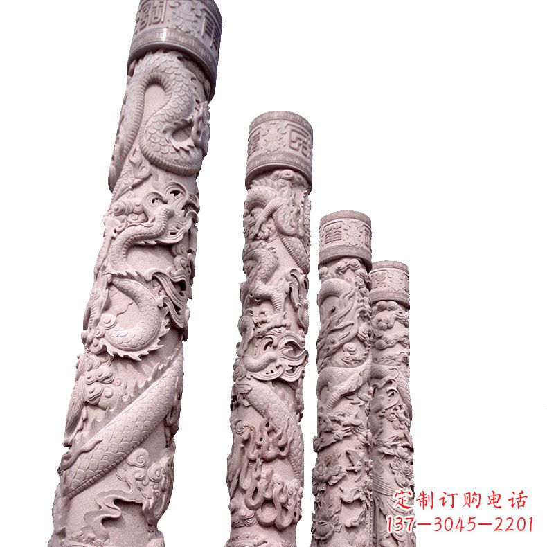 广西中国传统龙柱石雕