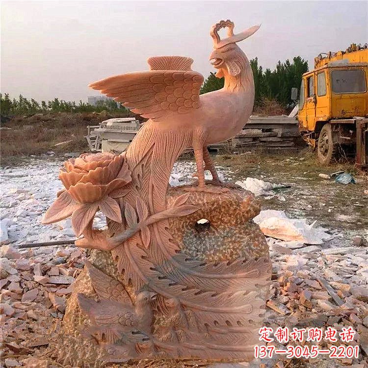 广西中国古代传说中的瑞鸟凤凰牡丹石雕