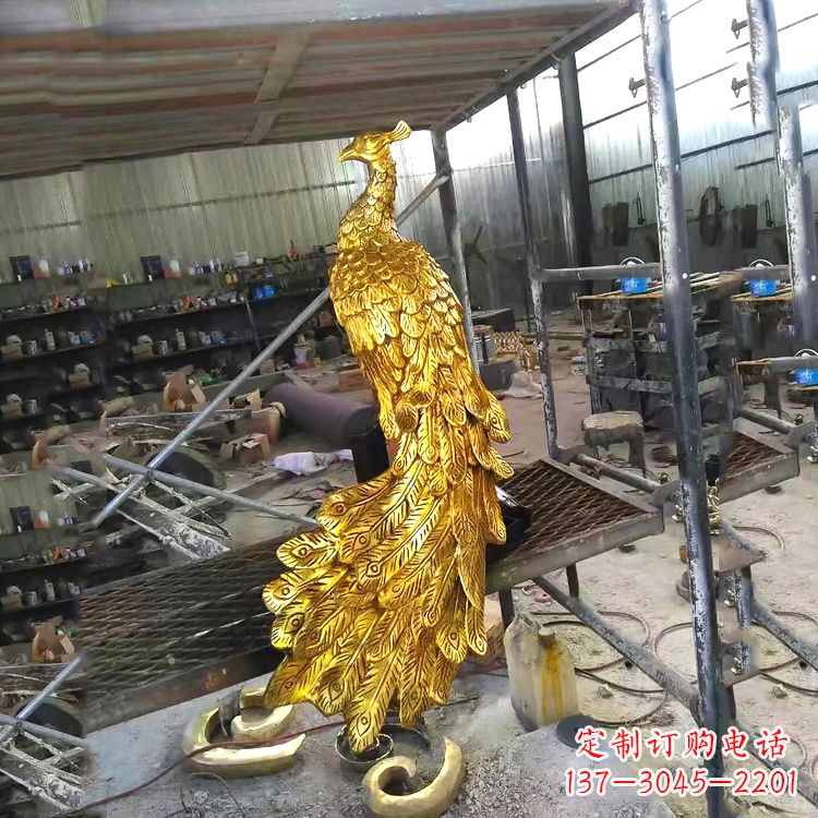 广西中国古代传说中的瑞鸟凤凰鎏金铜雕