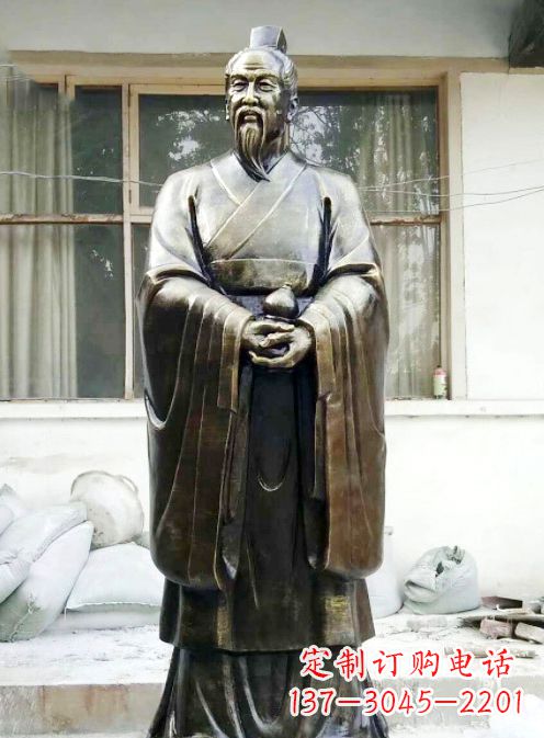 广西中国古代名医扁鹊铸铜雕像半身像