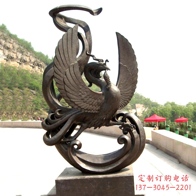 广西中国古代神话中的创世神朱雀景观铜雕